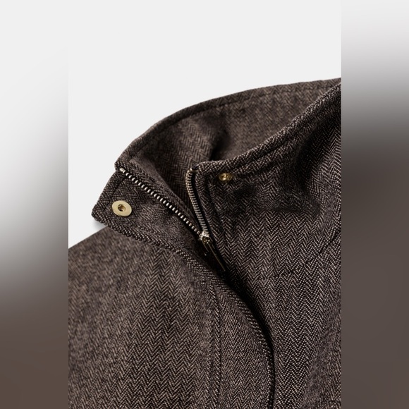 Zara Herringbone Balloon Bomber Jacket - Picture 5 of 8